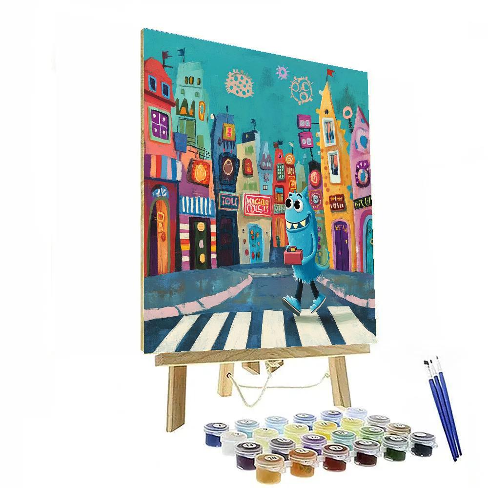 Sulley Monstropolis Crosswalk Stroll Disney Inspired Numbered painting kits