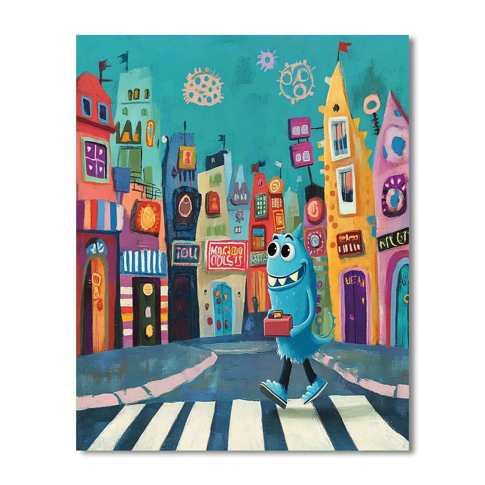 Sulley Monstropolis Crosswalk Stroll Disney Inspired Numbered painting kits