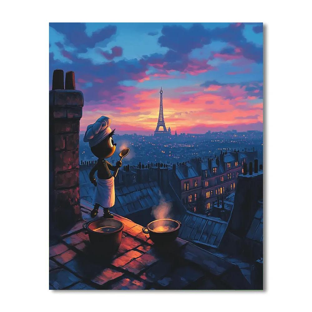Remy Paris Rooftop Cooking Dream Disney Inspired Paint by numbers kits