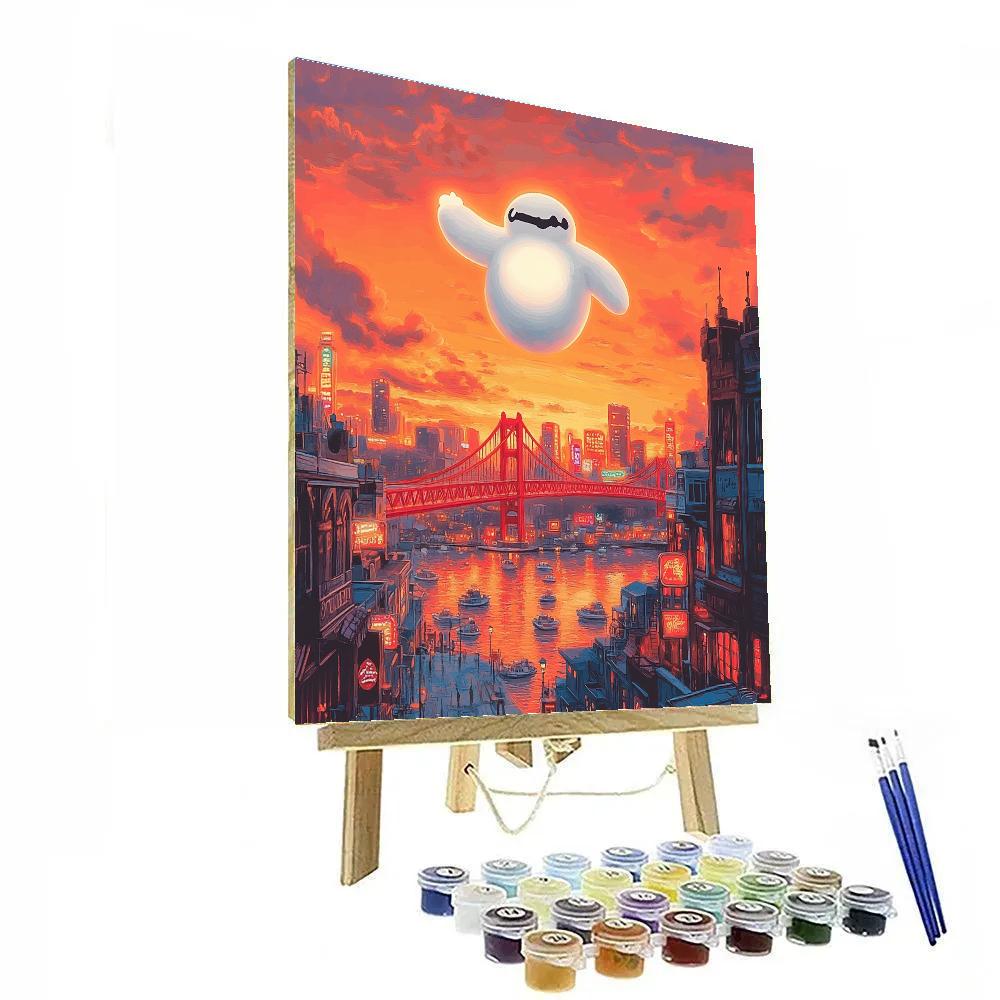 Baymax San Fransokyo Sky Bridge Walk Disney Inspired painting number kit
