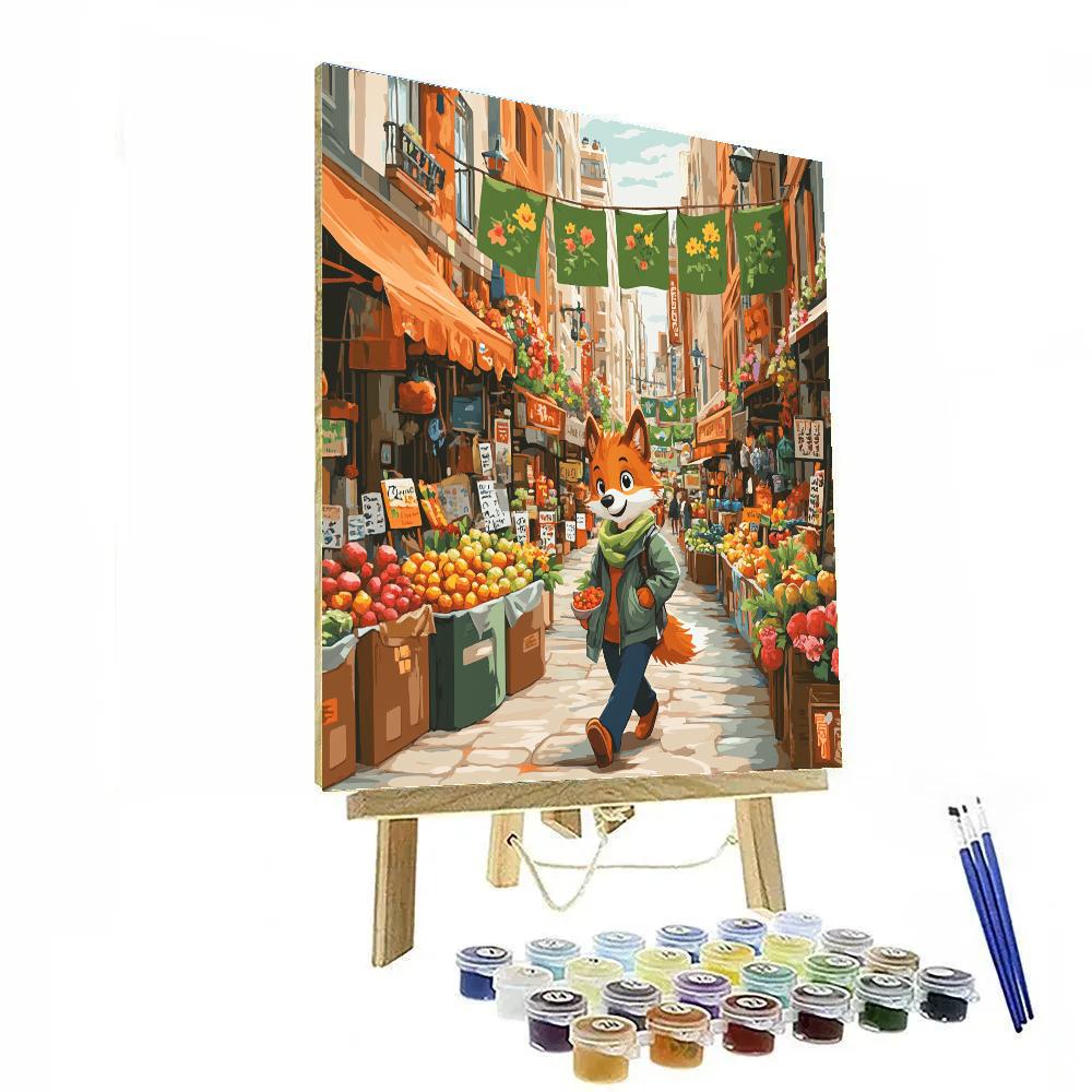 Nick Wilde City Market Stroll Disney Inspired Number painting