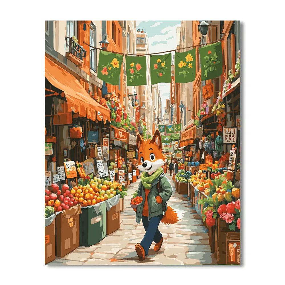 Nick Wilde City Market Stroll Disney Inspired Number painting