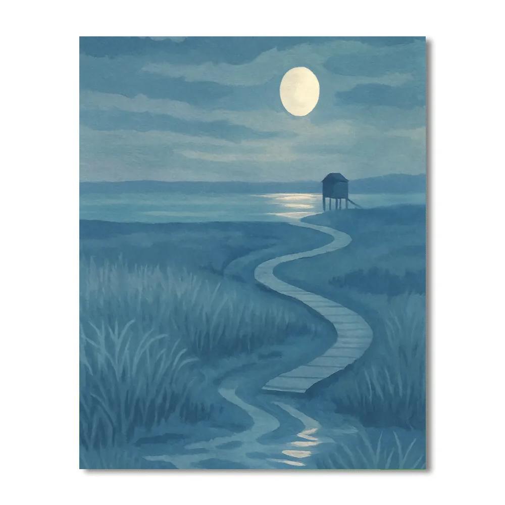 Moonlit Salt Marsh Quietude paint by numbers