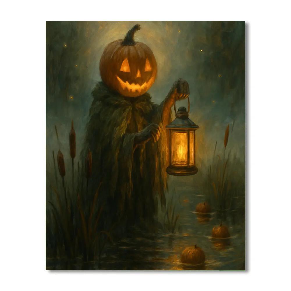 Lantern Keeper Of The Pumpkin Marsh Paint by numbers art