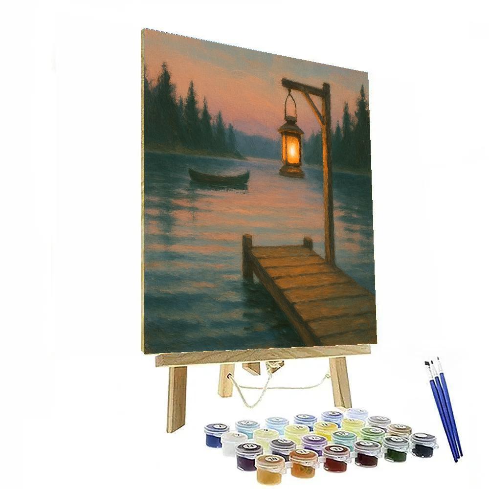 Lantern Dusk At The Cedar Dock Painting by numbers kit