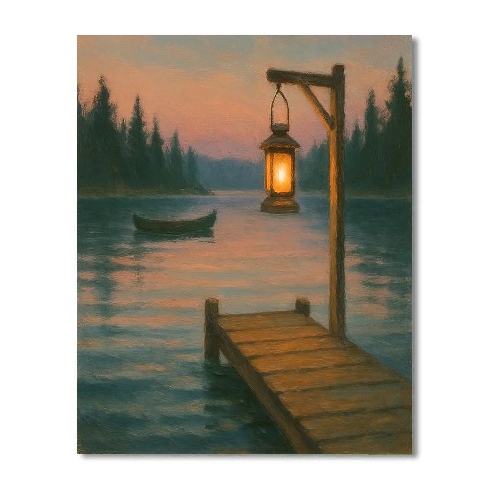 Lantern Dusk At The Cedar Dock Painting by numbers kit