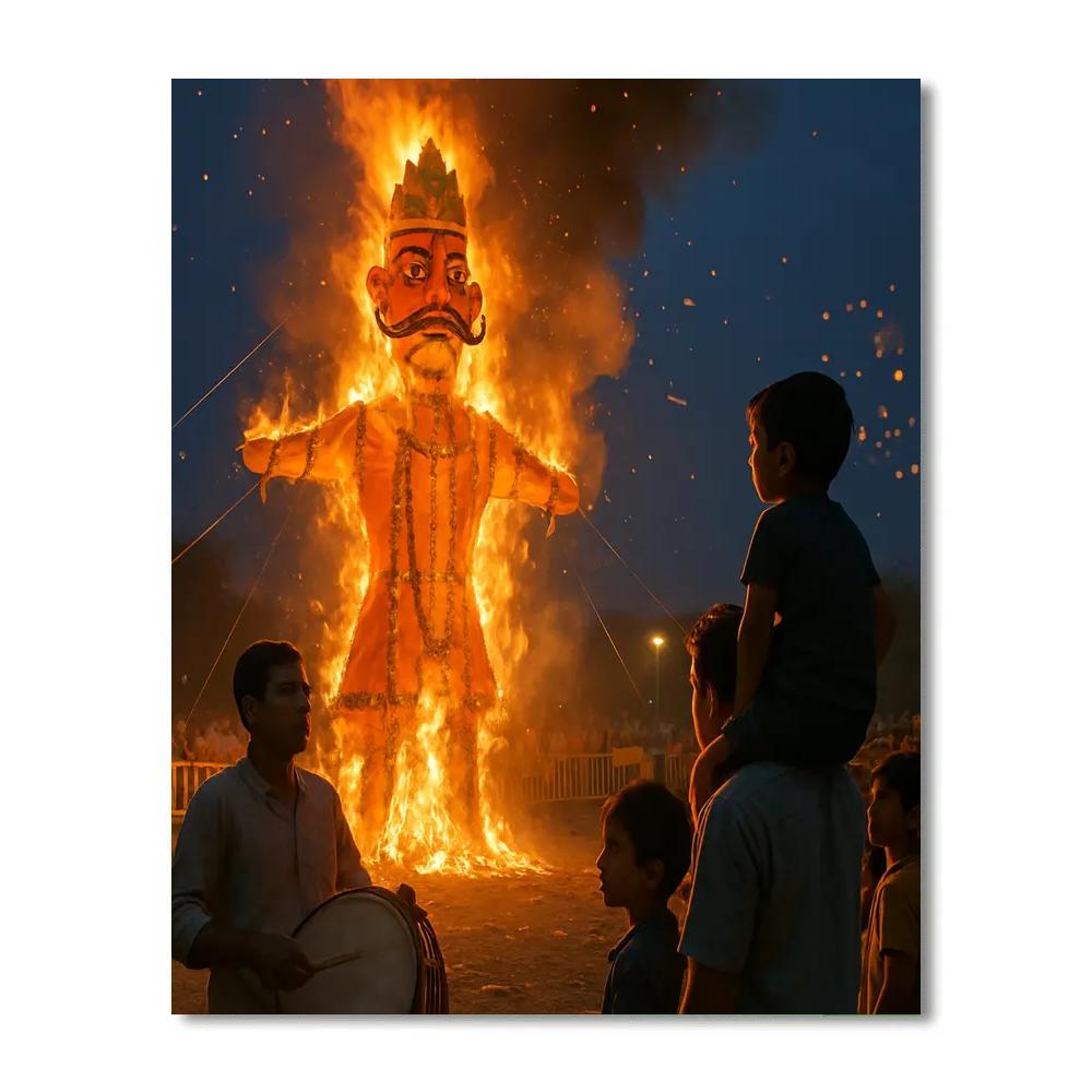 Dussehra Ramlila Effigy Burning In Varanasi paint by numbers
