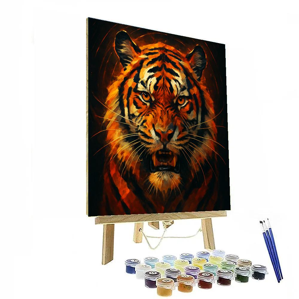 Solar Flare Tiger Front Facing Number painting