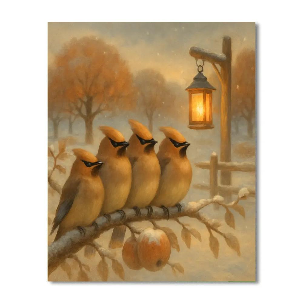 Lantern Warmth In The Winter Orchard Paint by numbers art