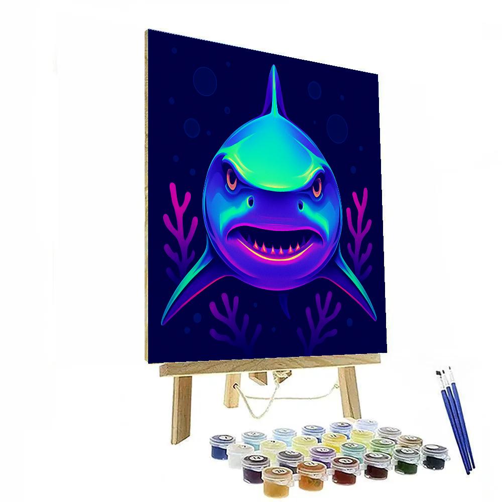 Neon Reef Shark Portrait paint by numbers