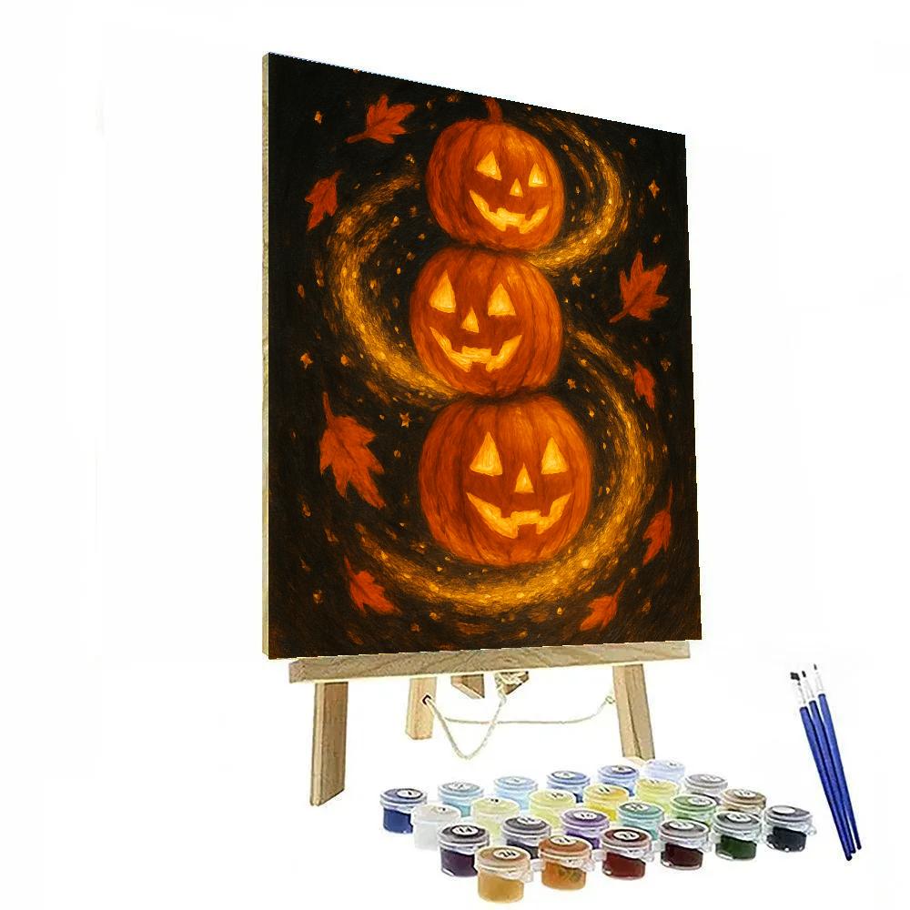 Stacked Jack O Lantern Carousel paint by color