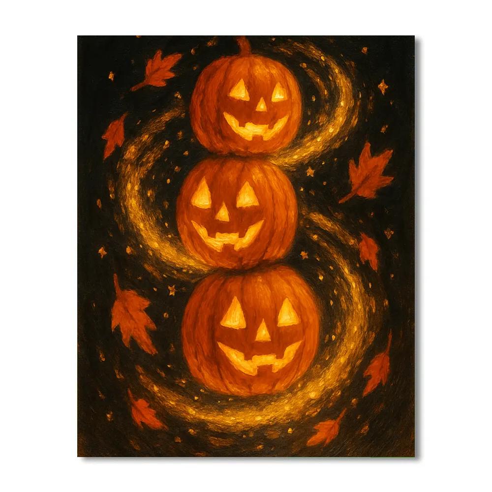 Stacked Jack O Lantern Carousel paint by color