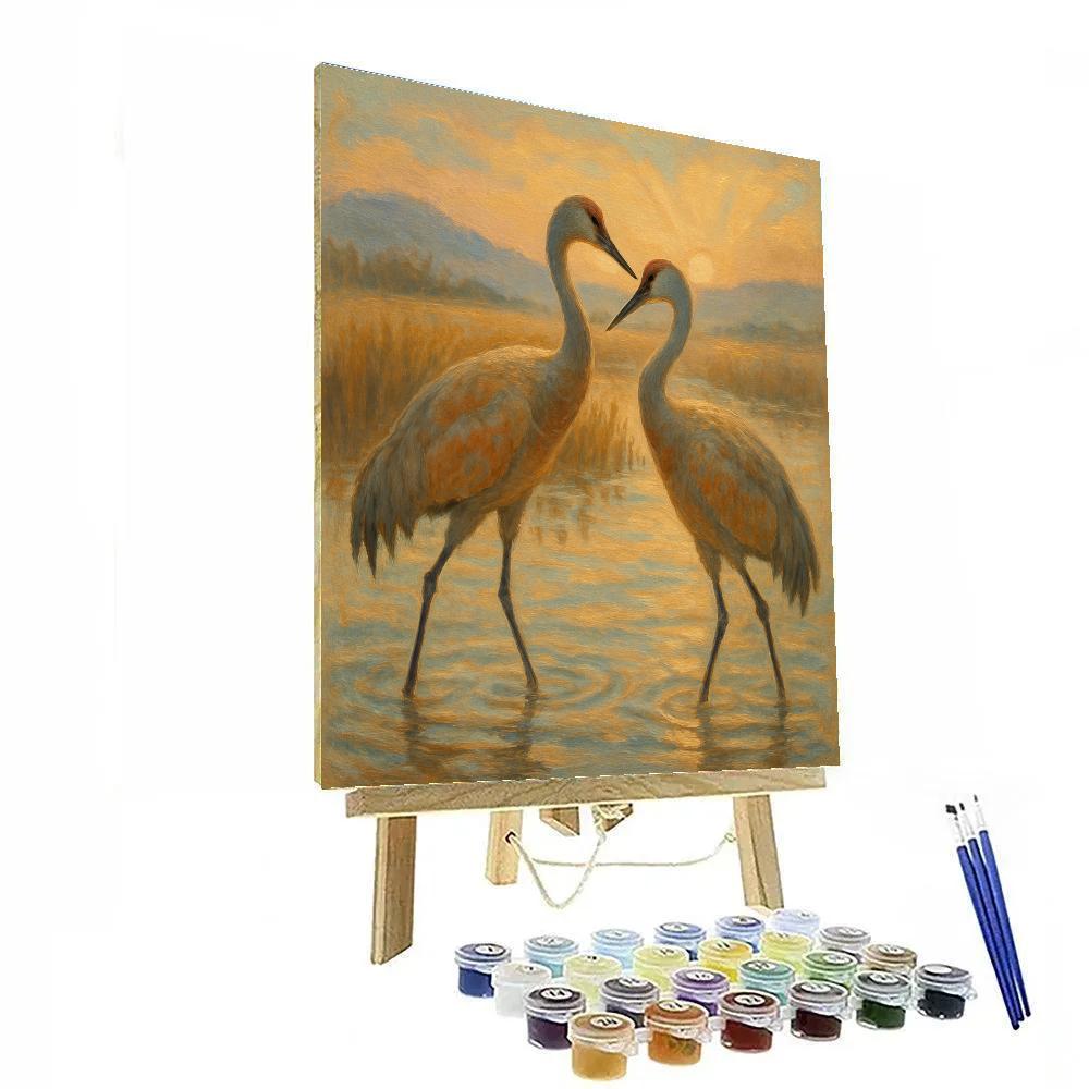 Saffron Dawn Over Crane Marsh Number painting