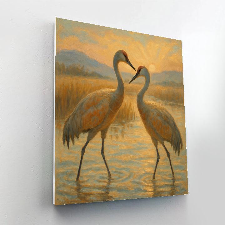 Saffron Dawn Over Crane Marsh Number painting