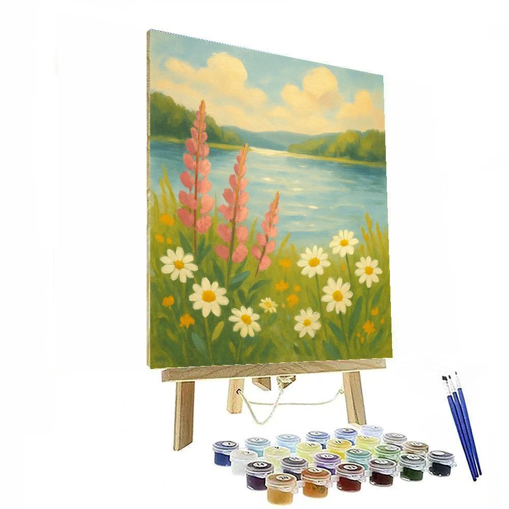 Wildflower Shoreline Under Soft Summer Light paint by numbers