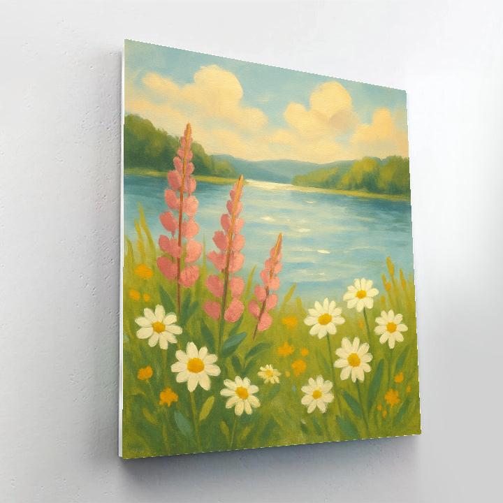 Wildflower Shoreline Under Soft Summer Light paint by numbers