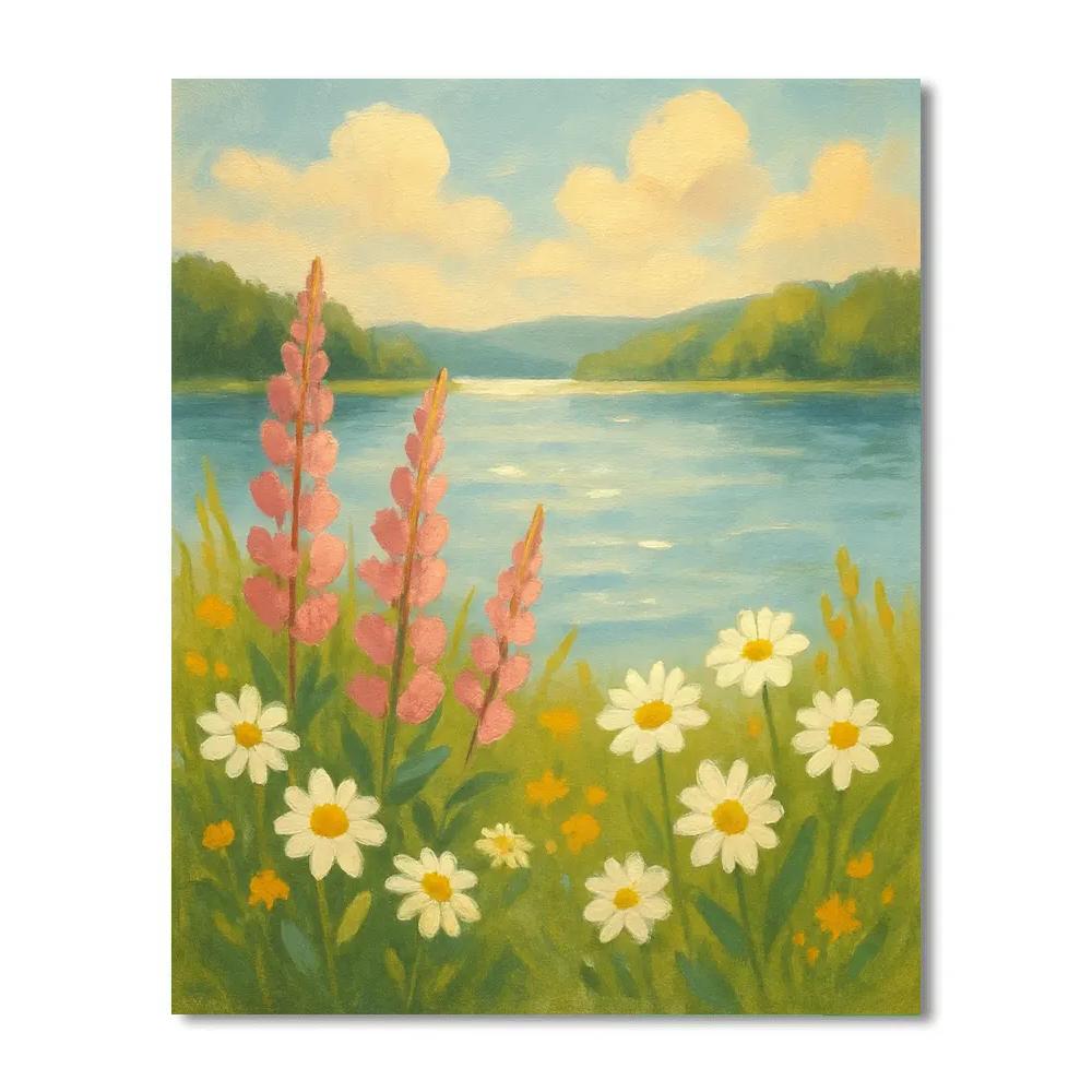 Wildflower Shoreline Under Soft Summer Light paint by numbers
