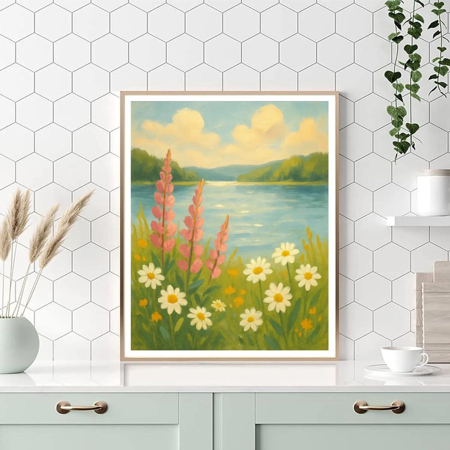 Wildflower Shoreline Under Soft Summer Light paint by numbers