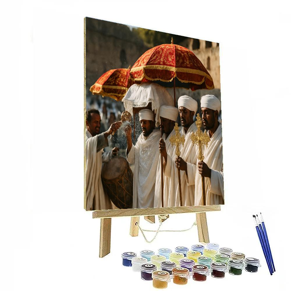Timkat Epiphany Procession At Fasiledes Bath Gondar Paint by numbers art
