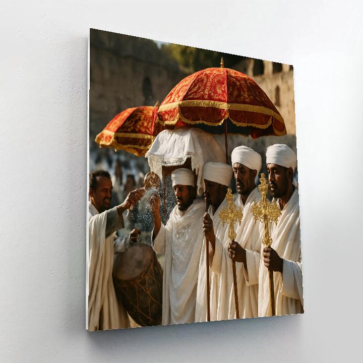 Timkat Epiphany Procession At Fasiledes Bath Gondar Paint by numbers art