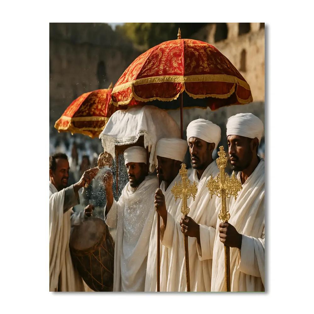 Timkat Epiphany Procession At Fasiledes Bath Gondar Paint by numbers art