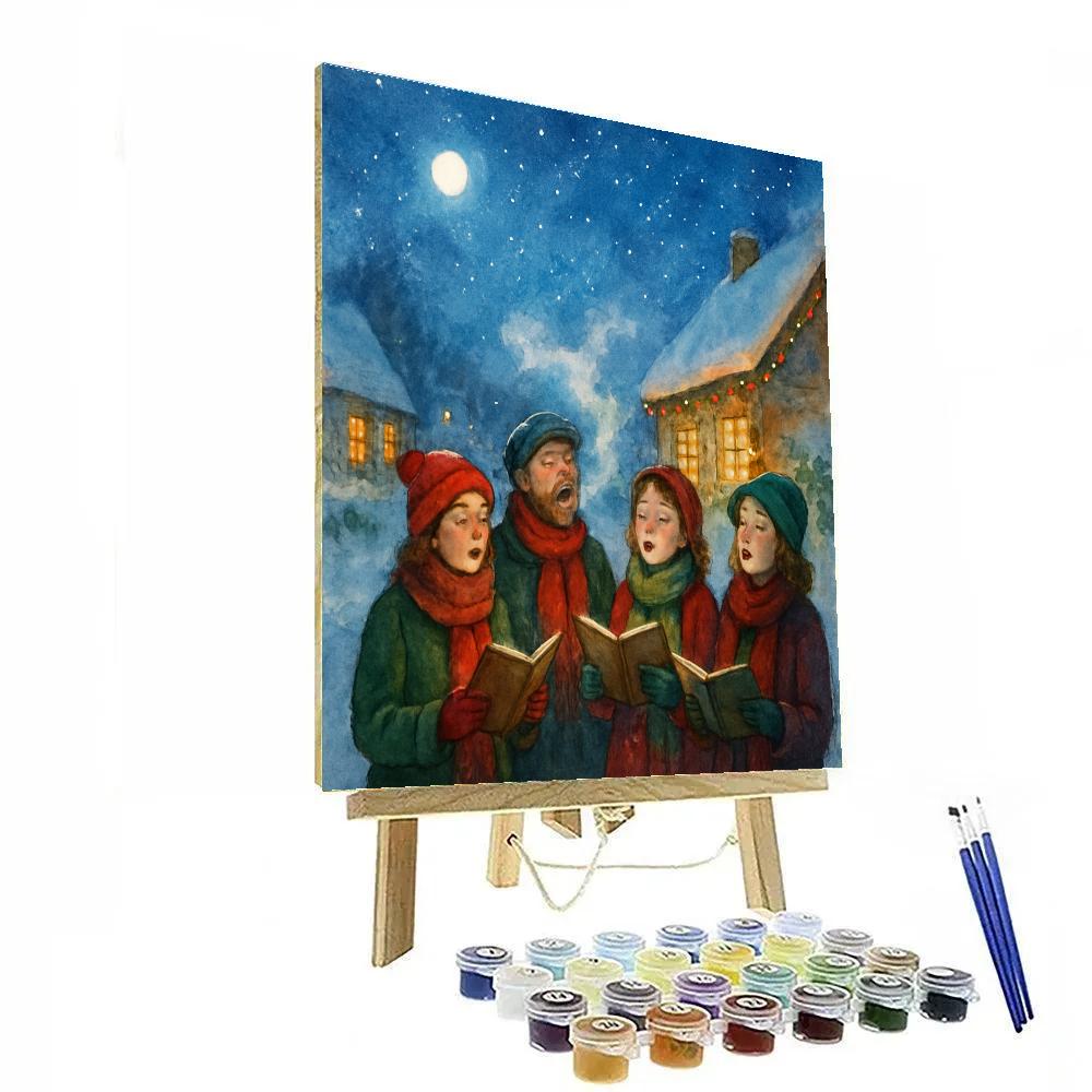 Starlit Carolers In The Snow Paint by numbers kits