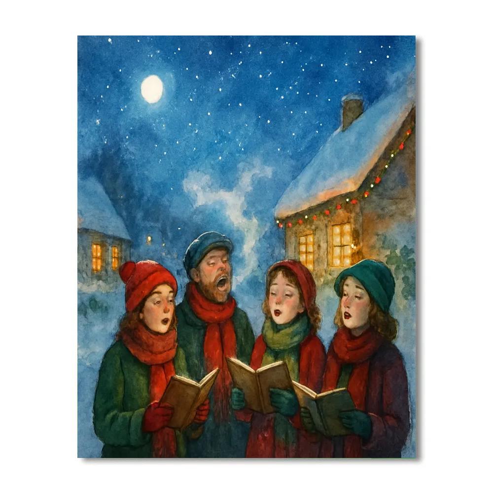 Starlit Carolers In The Snow Paint by numbers kits