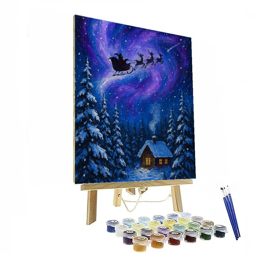 Galactic Sleigh Over Pine Ridge Paint by numbers kits