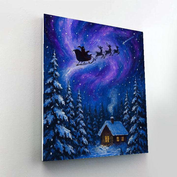 Galactic Sleigh Over Pine Ridge Paint by numbers kits