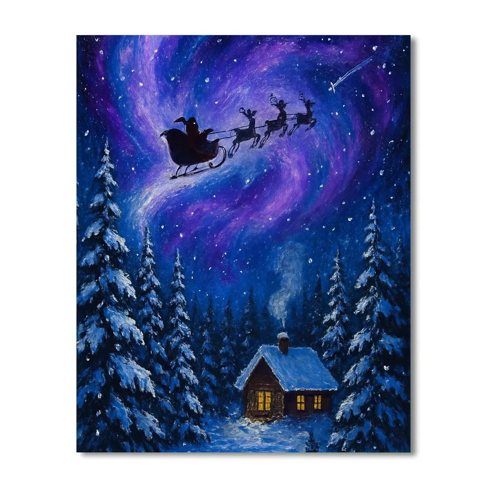 Galactic Sleigh Over Pine Ridge Paint by numbers kits