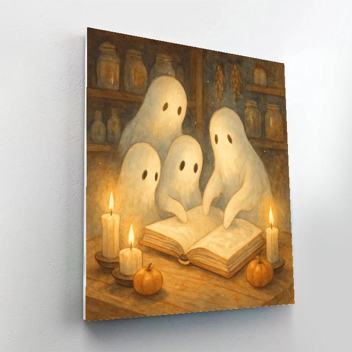 Candlelit Library Of Friendly Haunts Numbered painting kits