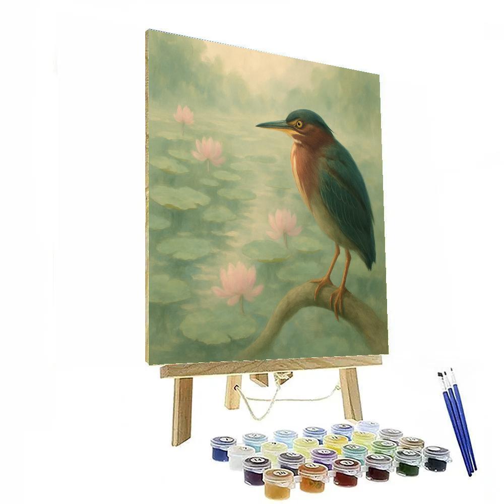 Lotus Pond Heron Stillness paint by numbers
