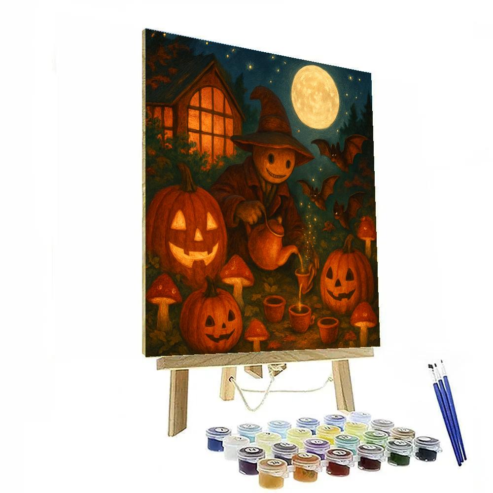 Garden Party Under A Cinnamon Moon paint by color
