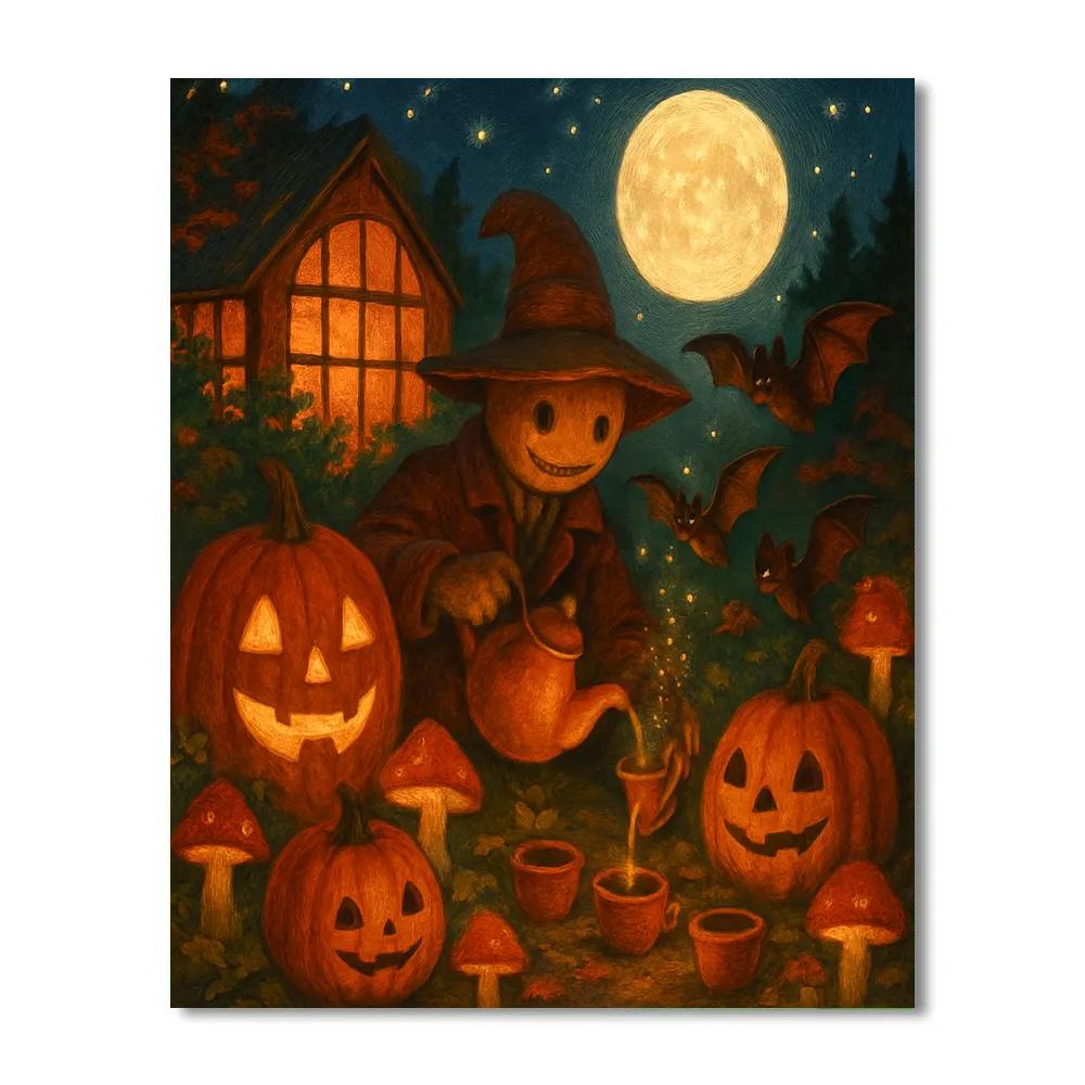 Garden Party Under A Cinnamon Moon paint by color