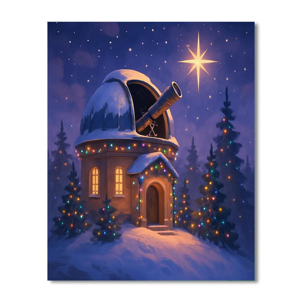 Frosty Observatory On Christmas Eve DIY paint by numbers
