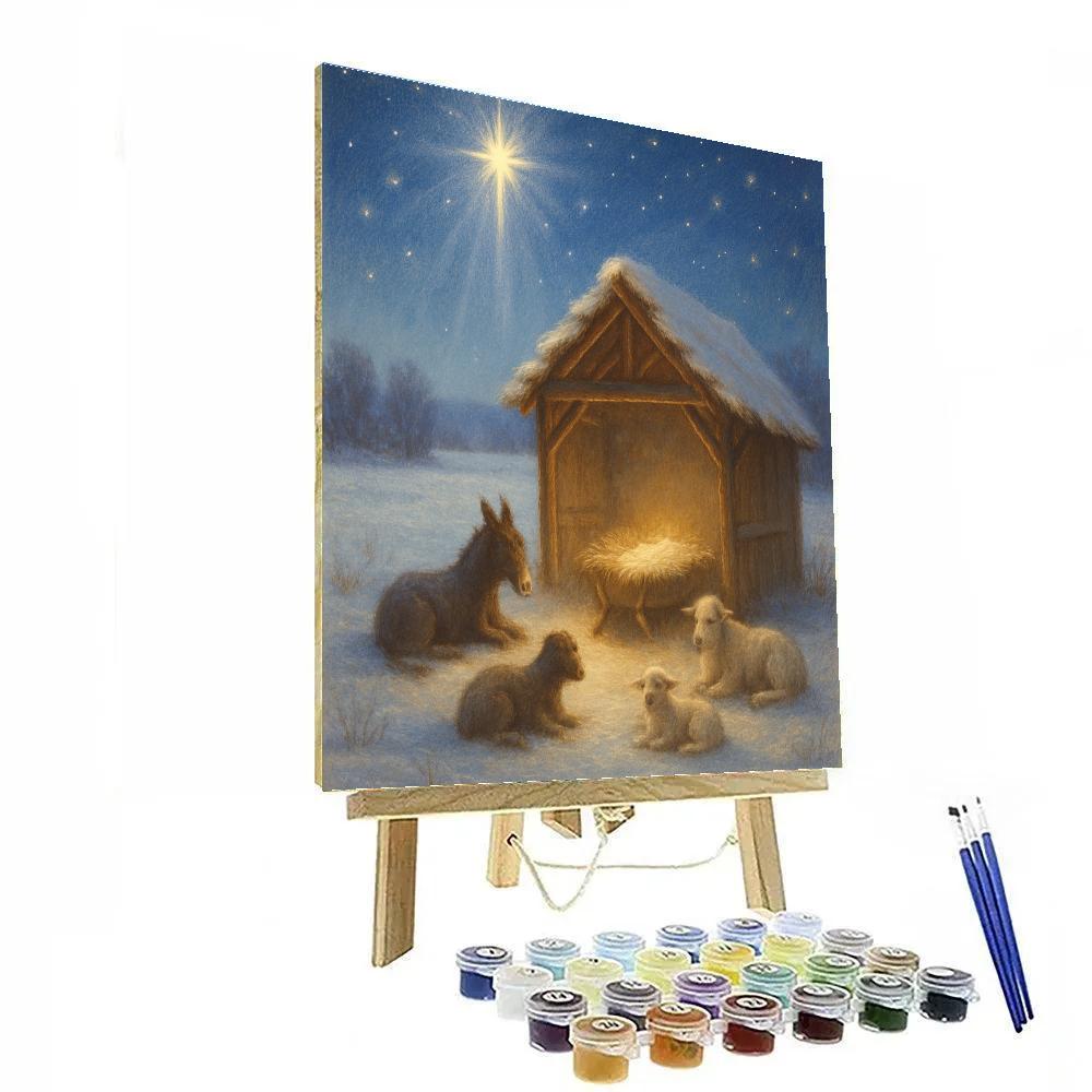 Starry Nativity In The Snowy Meadow Number painting