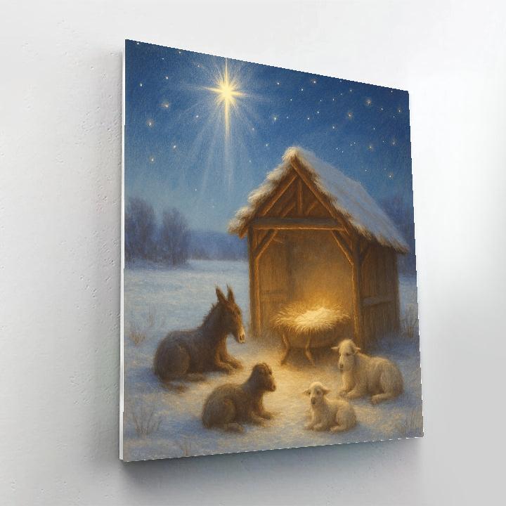 Starry Nativity In The Snowy Meadow Number painting