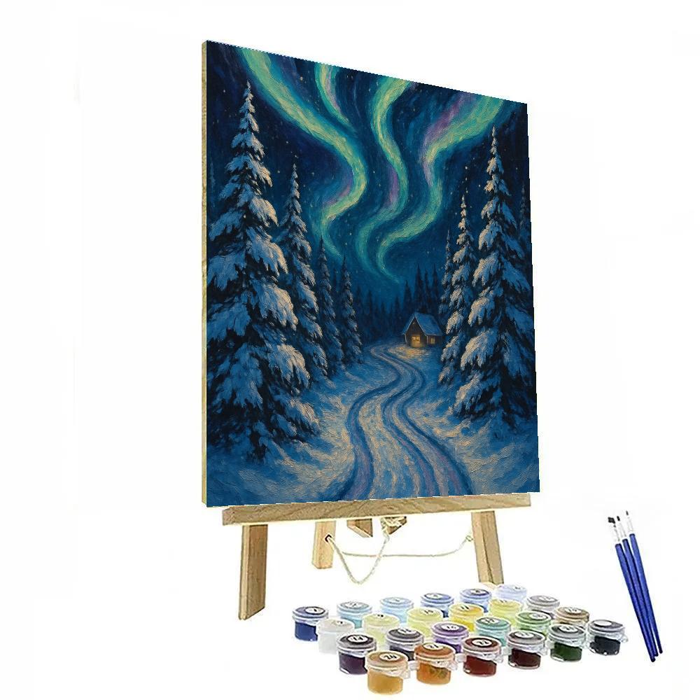 Aurora Sleigh Path Through The Pines Paint by numbers art