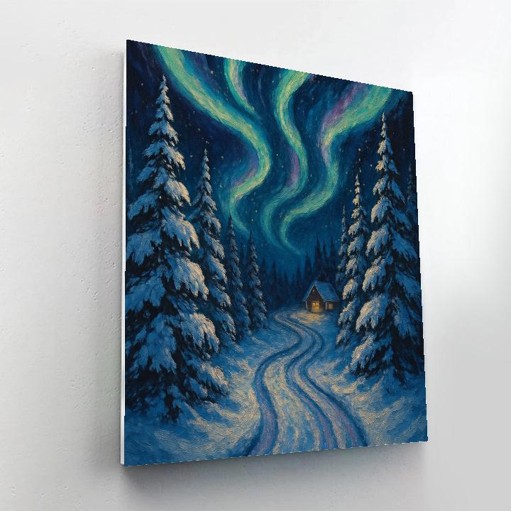 Aurora Sleigh Path Through The Pines Paint by numbers art
