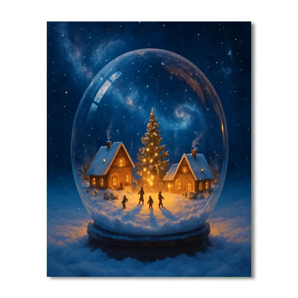 Galactic Snowglobe Village Painting by numbers kit