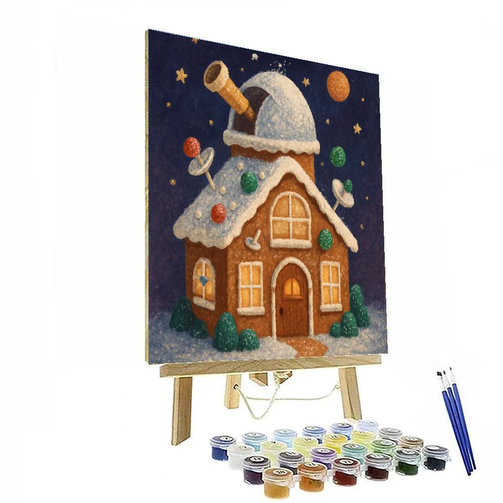 Cosmic Gingerbread Observatory Roof paint by numbers