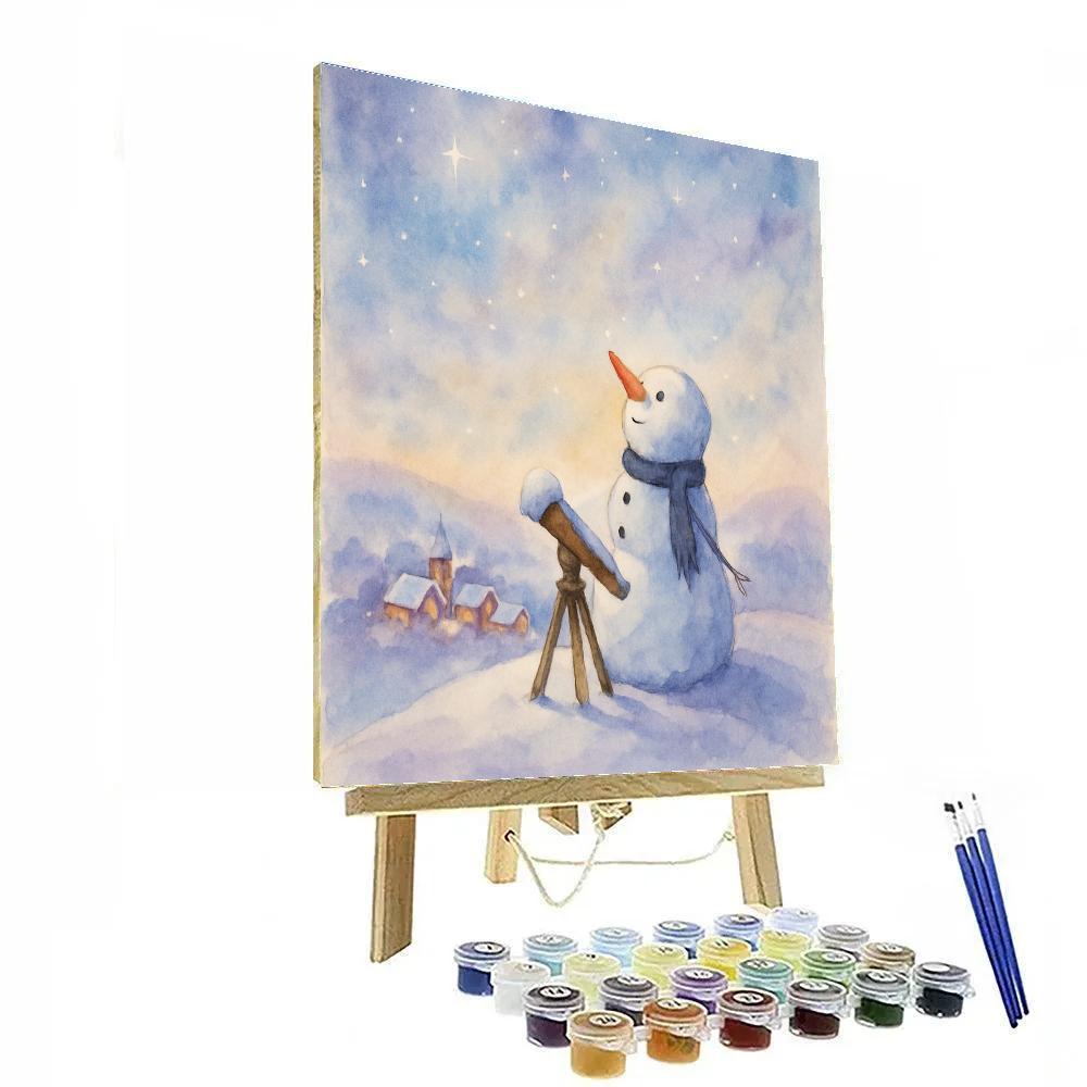 Stargazer Snowman On The Hill painting number kit