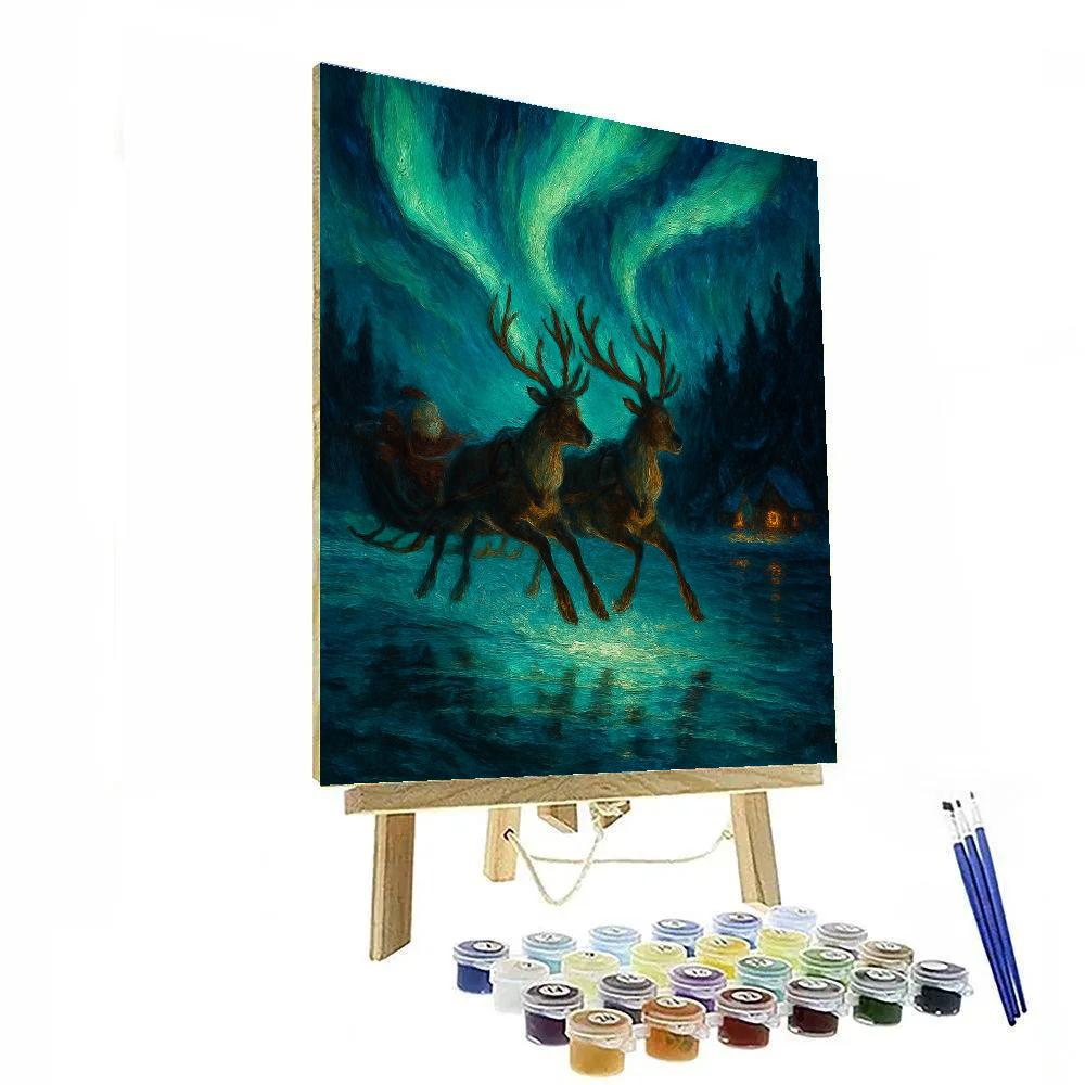 Reindeer Aurora Lake Landing Paint by numbers kits