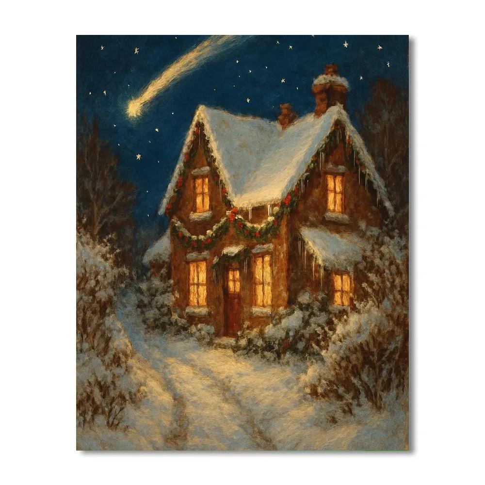 Snowy Comet Trail Cottage paint by number