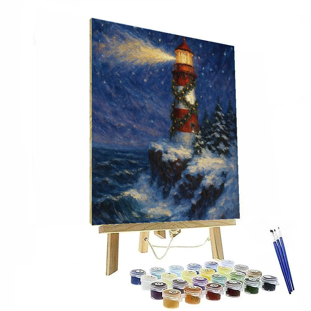 Holiday Lighthouse Of The Northern Sky painting number kit