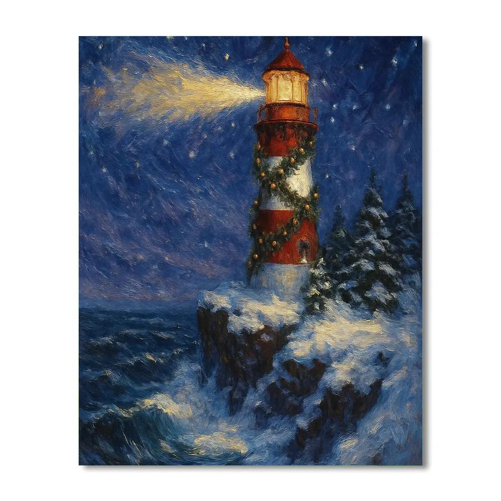 Holiday Lighthouse Of The Northern Sky painting number kit