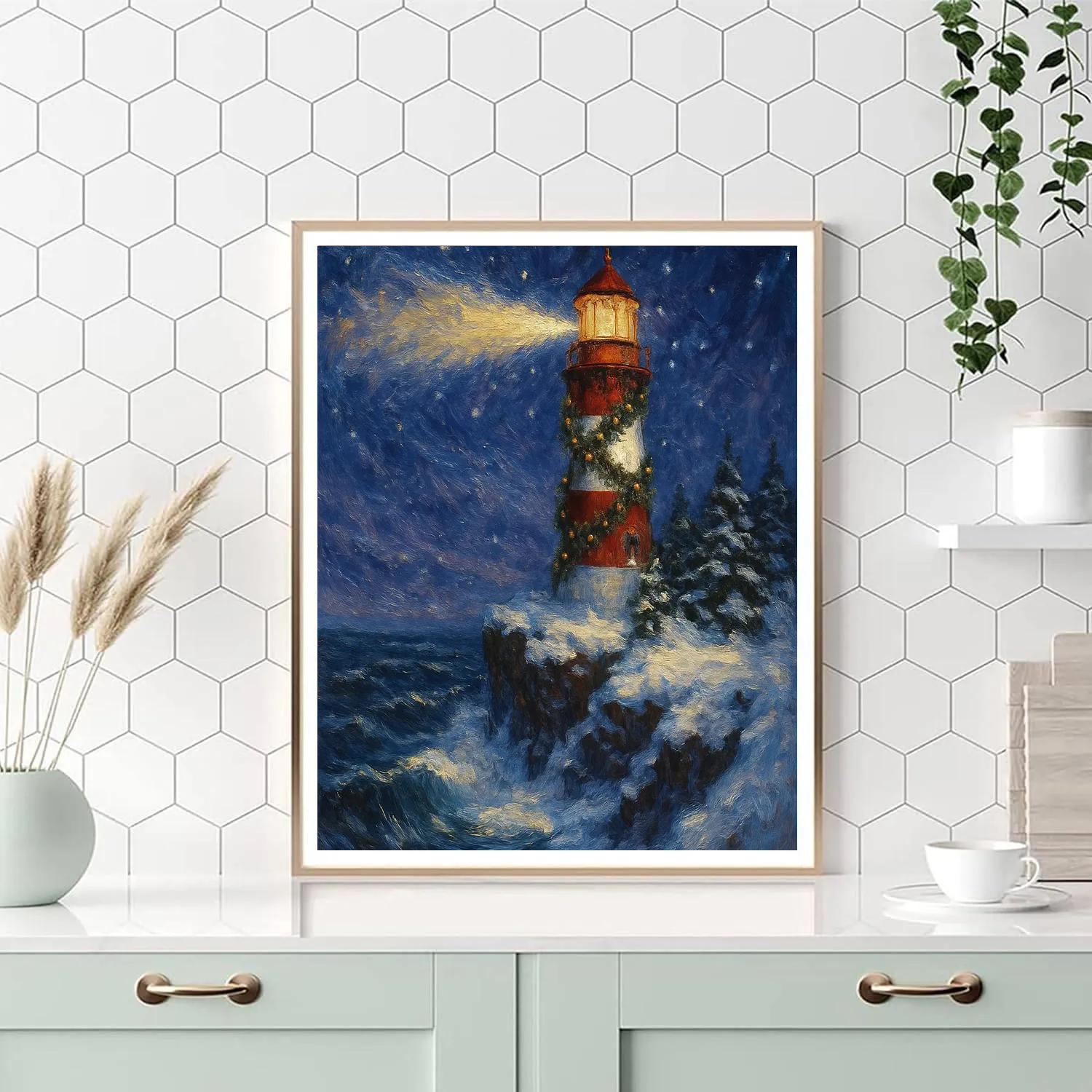 Holiday Lighthouse Of The Northern Sky painting number kit