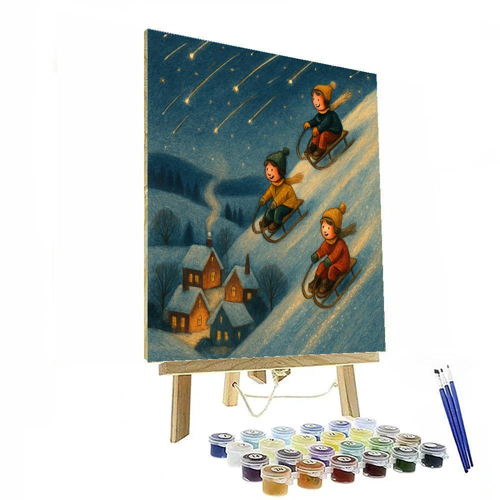 Shooting Star Sledding Hill paint by numbers