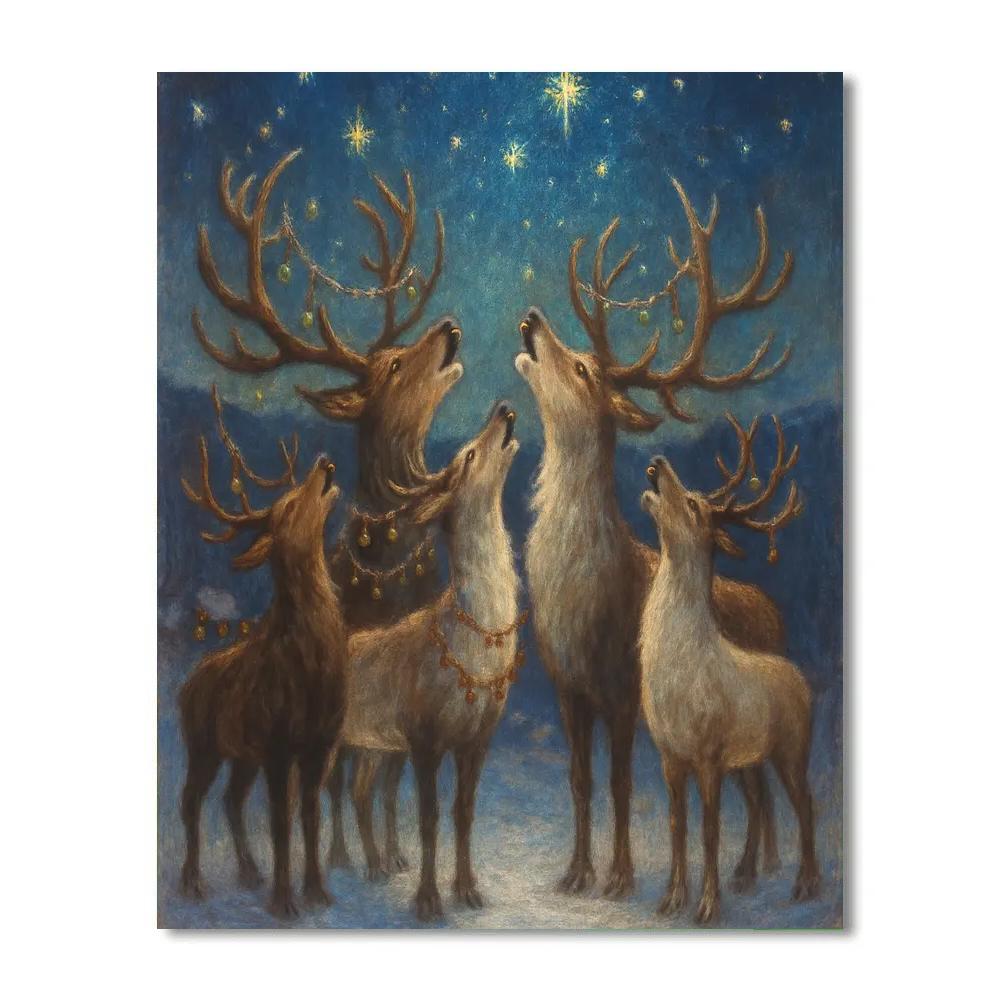 Celestial Caroling Reindeer paint by numbers
