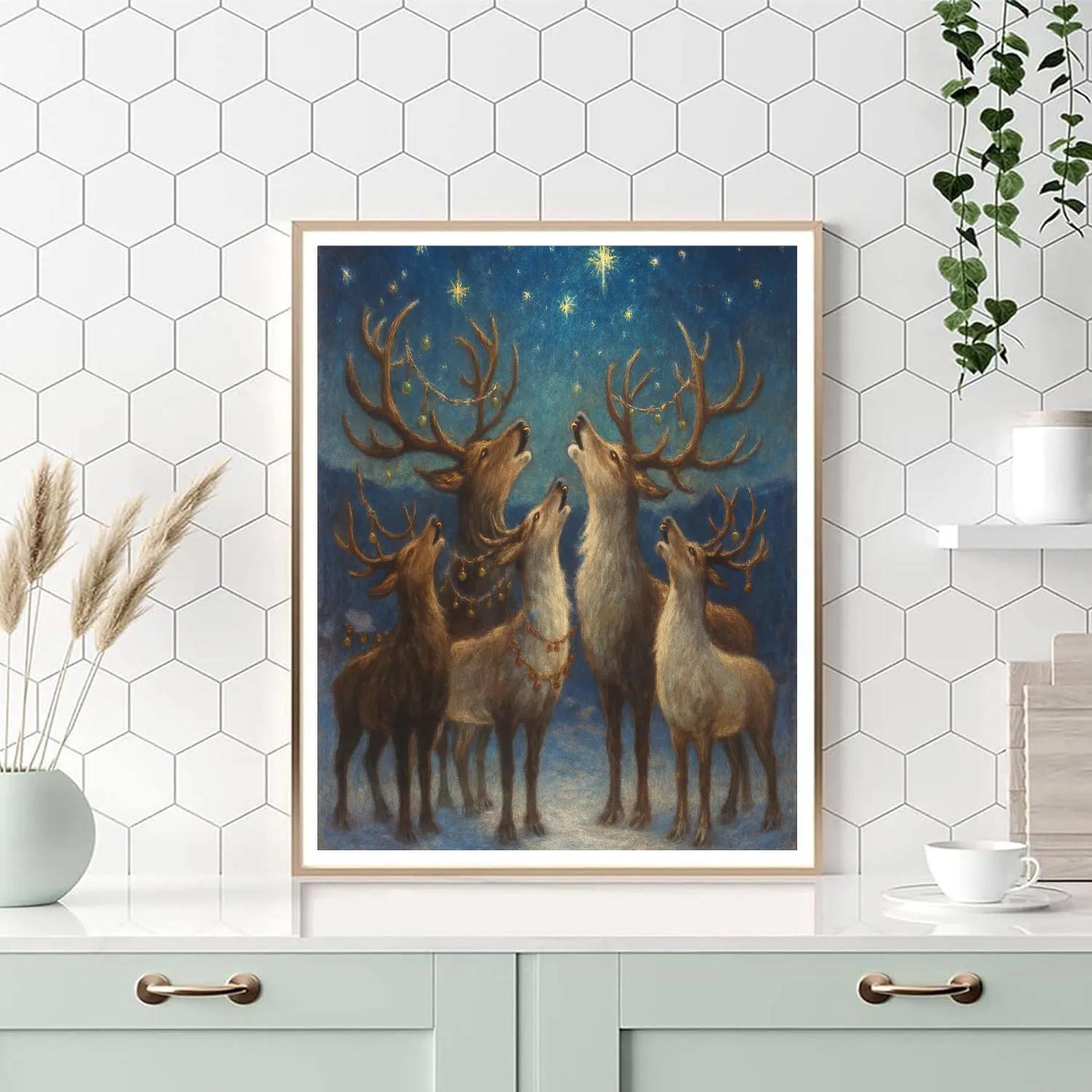 Celestial Caroling Reindeer paint by numbers